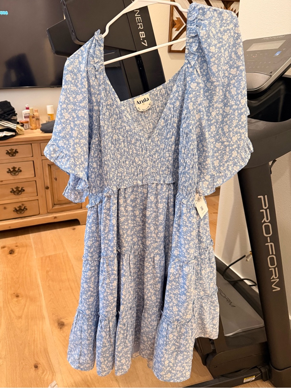 ARULA Light Blue Floral Tiered Girls' Dress